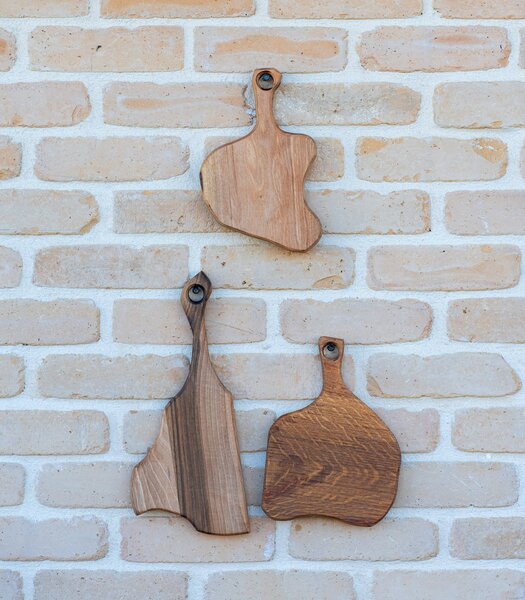 Set 3 tocătoare Deep Forest Fragments din nuc masiv - 37x18 cm