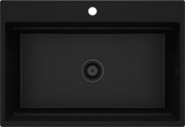 Deante Magnetic, chiuvetă din granit cu 1 cameră 760x520x220mm, negru mat, DEA-ZRM_N10B