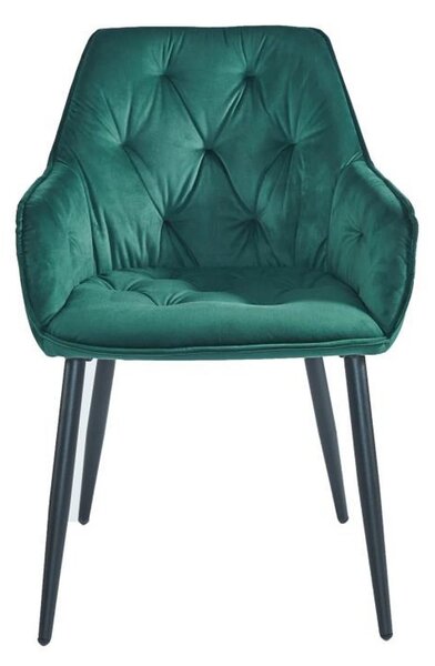 Scaun BEL, verde smarald/negru, stofa catifelata/metal, 58x63x86 cm