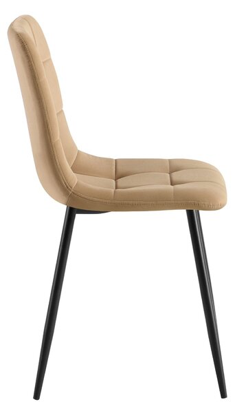Scaun TED NEW, bej inchis/negru, stofa catifelata/metal, 46x54x88 cm