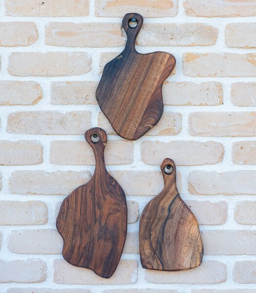 Set de 3 tocătoare Deep Forest Fragments din nuc masiv - 35x18 cm