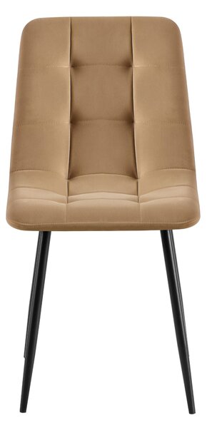 Scaun TED NEW, bej inchis/negru, stofa catifelata/metal, 46x54x88 cm