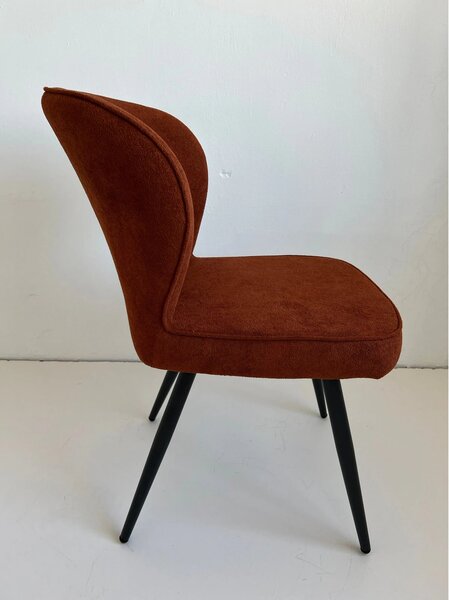 Scaun RIO 2, caramiziu/negru, stofa buclata/metal, 64x51x84 cm