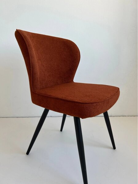 Scaun RIO 2, caramiziu/negru, stofa buclata/metal, 64x51x84 cm