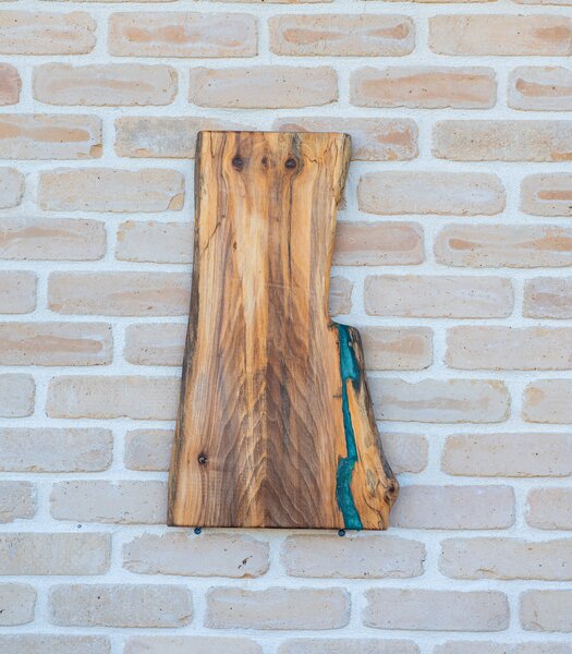 Tocător gourmet Deep Forest din nuc și rășină smarald, 56x32 cm