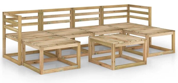 Set mobilier de grădină, 7 piese, lemn de pin verde tratat