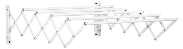 HOMCOM Uscător de Rufe Retractabil pentru Perete, Uscător Pliabil Economisitor de Spațiu din Metal pentru Interior și Exterior, 63,5x60x20 cm, Alb | Aosom Romania
