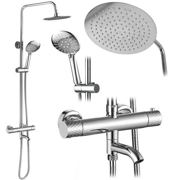 Coloana de dus cu termostat Lungo Diamond Crom