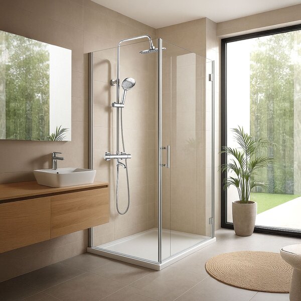 Coloana de dus cu termostat Lungo Diamond Crom