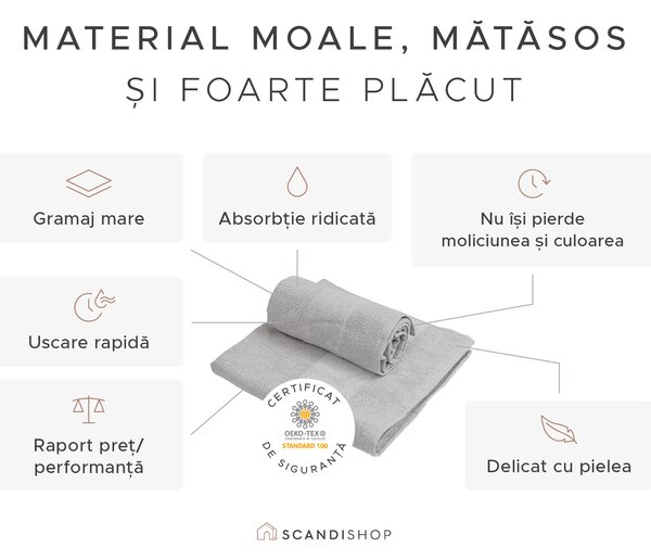 Prosop CARRARA 70x140 cm maro deschis, 100% bumbac