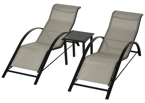 Outsunny Set 2 sezlonguri si masuta, 59x169x66 cm, negru | Aosom Romania