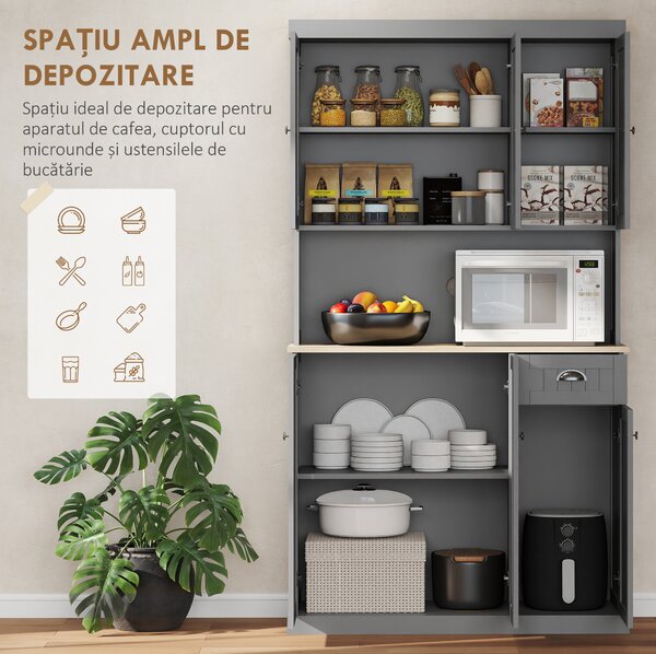 HOMCOM Dulap de Bucătărie cu Spațiu de Depozitare, 71" Alb | Aosom Romania