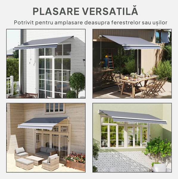 Outsunny Material de Înlocuire Copertină, Rezistent la Apă, 4 x 3 m, Gri | Aosom Romania