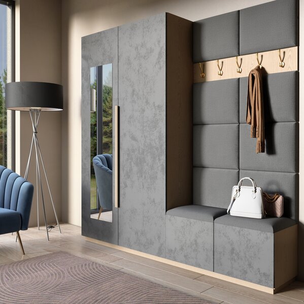 Set 10 panouri tapițate Quadra 100x200 cm (Gri). Promo -19%. 1051976