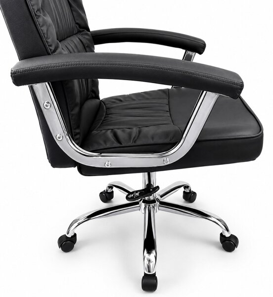 Scaun ergonomic directorial, inaltime reglabila 108-118 cm, sarcina maxima 150 kg, piele ecologica, negru