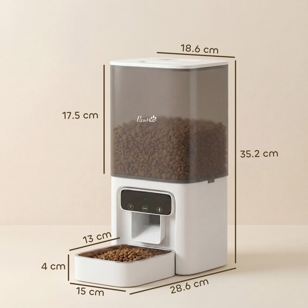 PawHut Distribuitor Automat pentru Pisici, 4.5L WiFi cu Timer, Programabil pentru 1-10 Mese, Hrănitor Automat cu Înregistrare Vocală și Alimentare Dublă pentru Pisici și Câini de Talie Mică | Aosom Romania