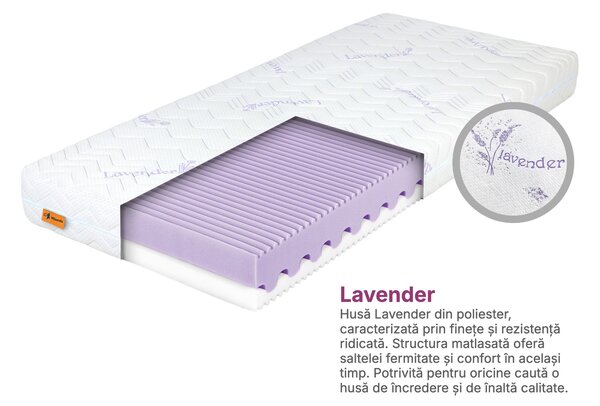 Saltea înaltă din spumă Violletta 80x200x20 - husă Lavender