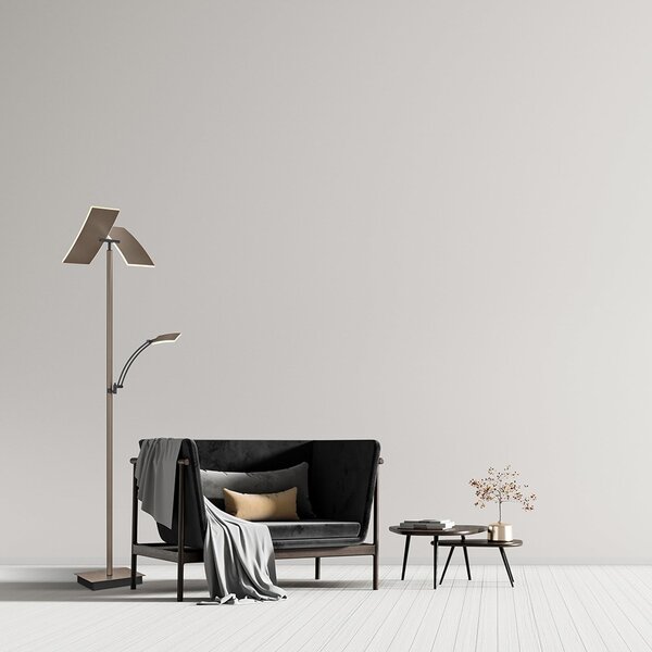 HELL Lampadar LED Andy, bronz, înălțime 185 cm, metal, CCT, 3 becuri, reglabil, Bronz / Alamă Veche, Camera de zi / sufragerie, Metal, Modern, Lumină de lectură