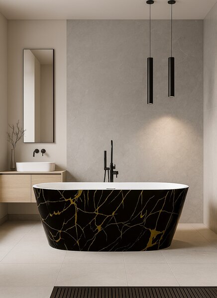 Cada baie freestanding Portofino Negru