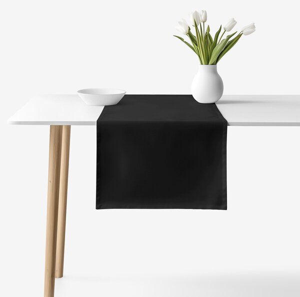 Goldea napron de masă 100% bumbac - negru 50x160 cm