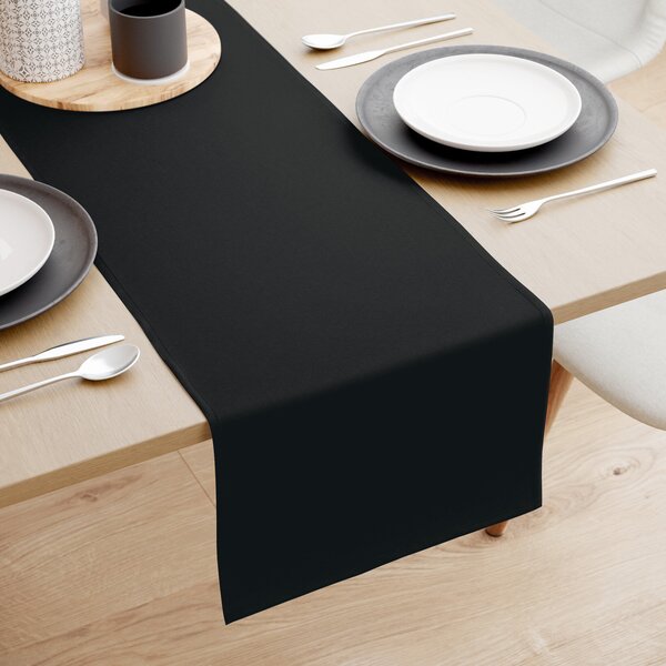 Goldea napron de masă 100% bumbac - negru 50x160 cm