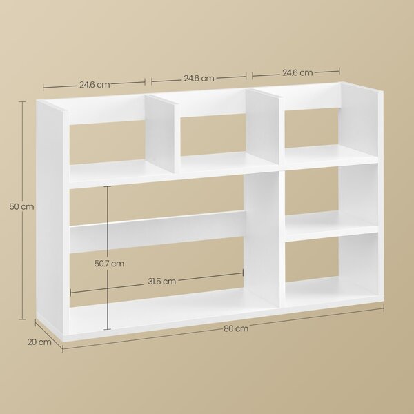 Biblioteca Vasagle, Alb, LBC815W14, 80 x 20 x 50 cm
