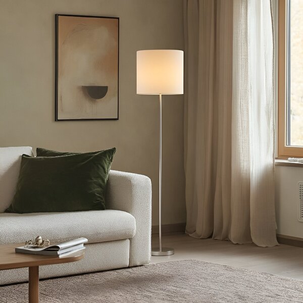 Lampadar Lindby, Parsa, Alb, Camera de zi, Țesătură / Textil, Viața tânără