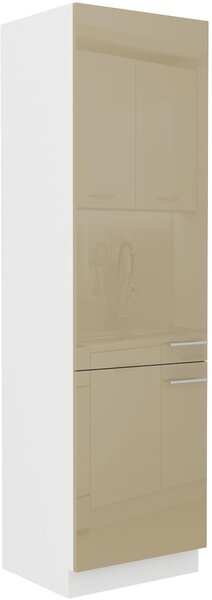 Dulap de bucătărie pentru frigider Lavera 60 LO-210 2F (corp: alb + față: cappuccino lucios). 1134567