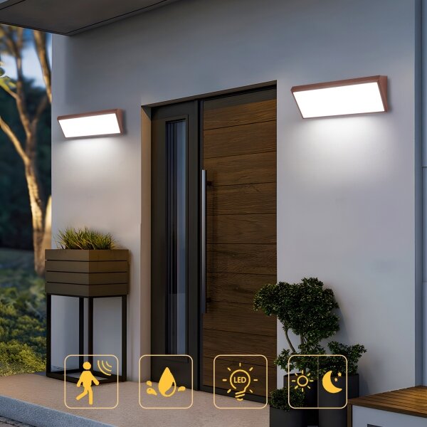 Brilagi - Aplică LED de exterior TRIANGLE, 42W, 230V, 3000/4000/6500K, maro, IP65