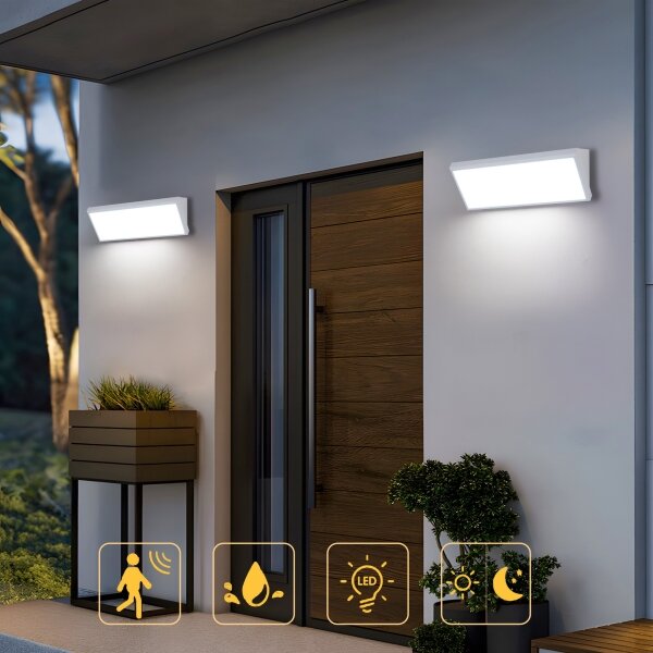 Brilagi - Aplică LED de exterior TRIANGLE cu senzor, LED/42W/230V, alb, IP65