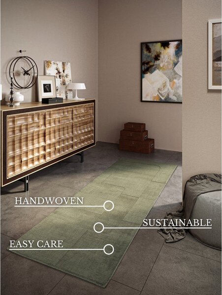 Covor tip traversă verde țesut manual din lână 80x250 cm Charlotte – Villeroy&Boch