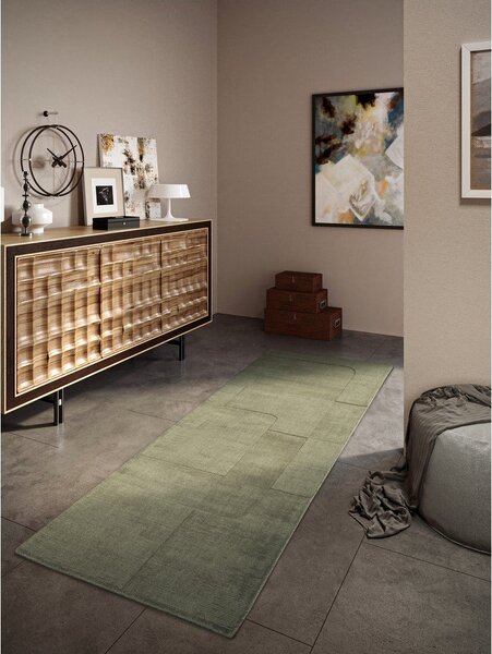 Covor tip traversă verde țesut manual din lână 80x250 cm Charlotte – Villeroy&Boch