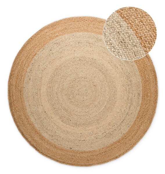 Covor fildeș reversibil, țesut manual rotund din iută ø 120 cm Jutta Ivory – Hanse Home