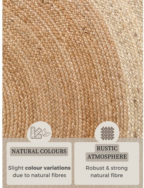 Covor în culoare naturală reversibil, țesut manual rotund din iută ø 100 cm Jutta Gold – Hanse Home