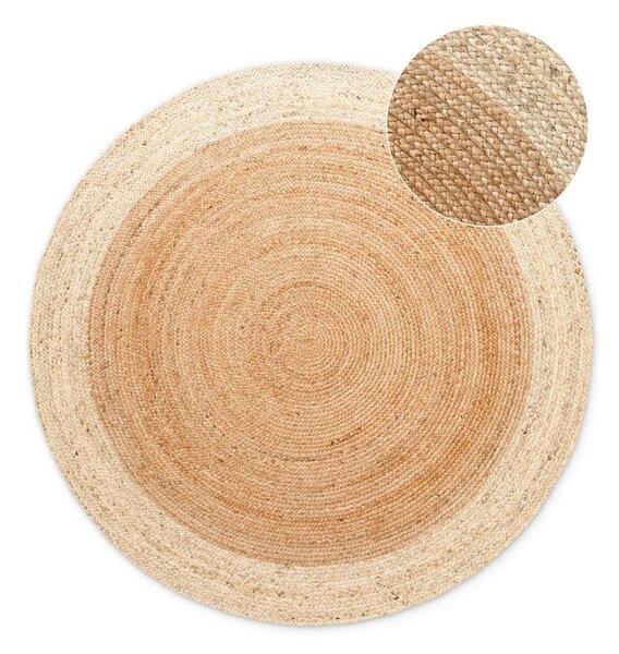 Covor în culoare naturală reversibil, țesut manual rotund din iută ø 100 cm Jutta Gold – Hanse Home