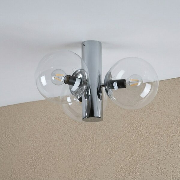 Plafonieră SFERIO, 3x E14, 5W, 230V, crom lucios/sticlă transparentă