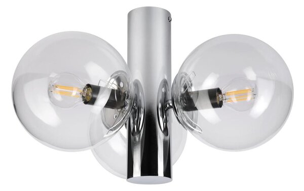 Plafonieră SFERIO, 3x E14, 5W, 230V, crom lucios/sticlă transparentă