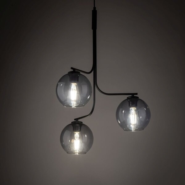 Lustră LED pe cablu CESAR 3xE27/15W/230V negru/gri fumuriu