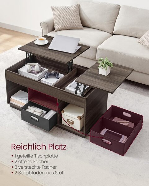 Masuta de cafea extensibila Vasagle Cafeniu 100x50x48.5 cm