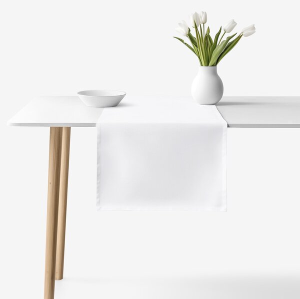 Goldea napron de masă 100% bumbac solid - albă 35x120 cm