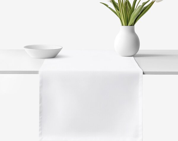 Goldea napron de masă 100% bumbac solid - albă 35x120 cm
