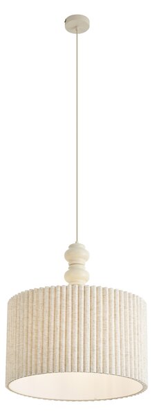Lampă suspendată Japandi bej cu abajur din in 50 cm - Fedde