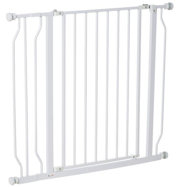 PawHut Poartă pentru Câini, Barieră Largă pentru Scări cu Ușă, 76x75-95 cm, Alb | Aosom Romania