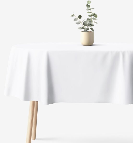 Goldea față de masă 100% bumbac solid - albă - ovală 140 x 180 cm