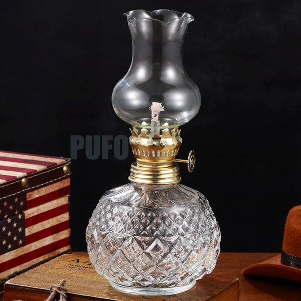 Lampa Pufo TinyGlass din sticla pentru ulei cu fitil, 17 cm- Decor Vintage si Iluminare Ambientala
