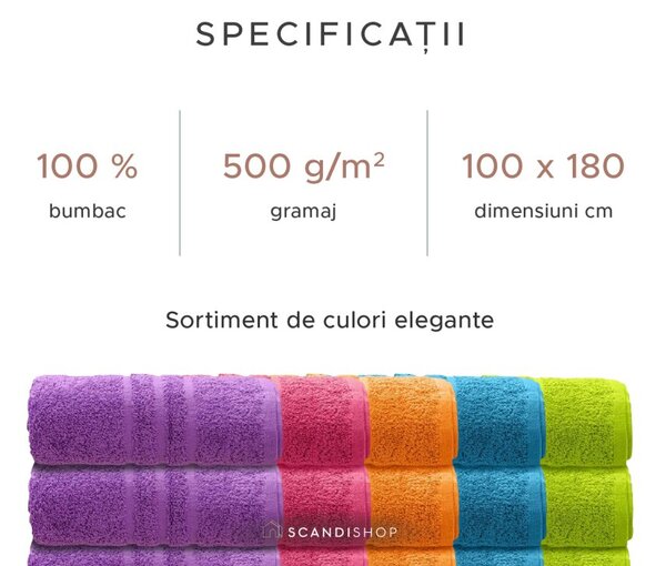 Prosop Comfort Maxi 100x180 cm negru, 100% bumbac