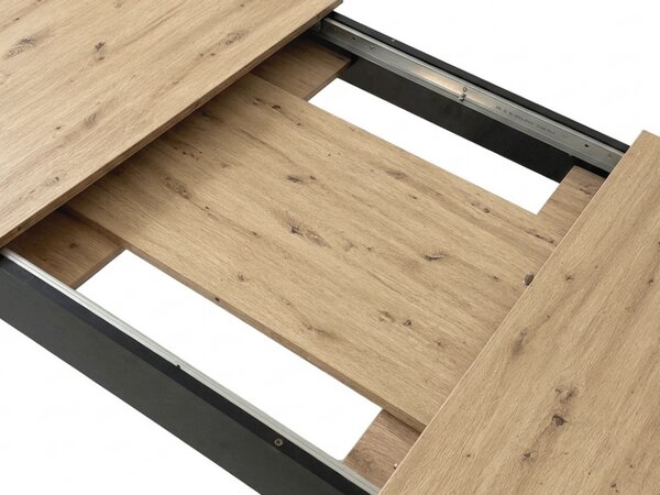 Masa extensibila de dining MADO 120/160x80 cm, neagra/stejar artisan