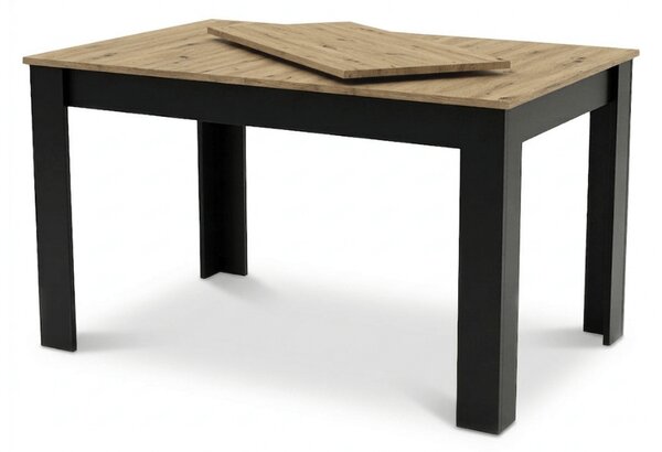 Masa extensibila de dining MADO 120/160x80 cm, neagra/stejar artisan