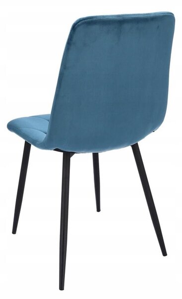 Scaun bucatarie/living, Jumi, Piado, catifea, metal, albastru si negru, 44x52x89 cm