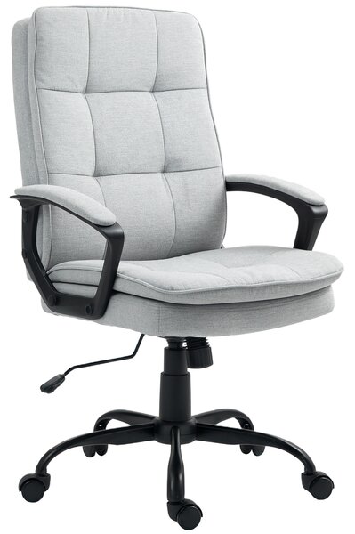 HOMCOM Scaun de Birou Ergonomic cu Spătar Înalt, Înălțime Reglabilă, Funcție de Leagăn și Brațe, 63x70x102-112 cm, Gri | Aosom Romania